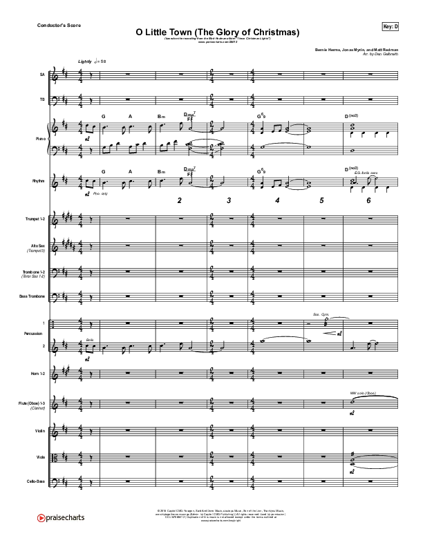 O Little Town (The Glory Of Christmas) Conductor's Score (Matt Redman)