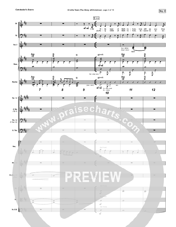 O Little Town (The Glory Of Christmas) Conductor's Score (Matt Redman)