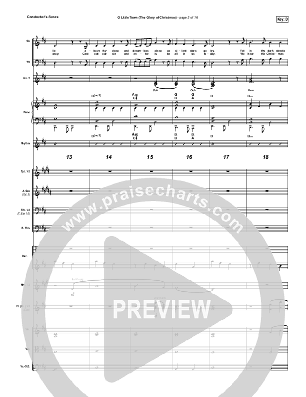 O Little Town (The Glory Of Christmas) Conductor's Score (Matt Redman)