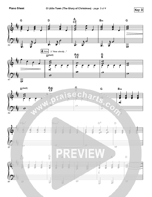 O Little Town (The Glory Of Christmas) Piano Sheet (Print Only) (Matt Redman)