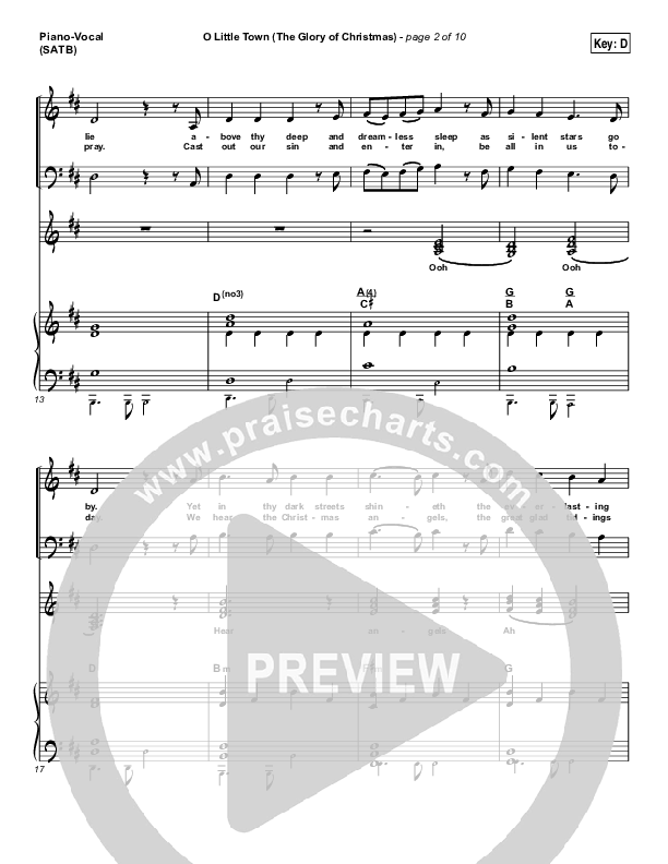 O Little Town (The Glory Of Christmas) Piano/Vocal (Print Only) (Matt Redman)
