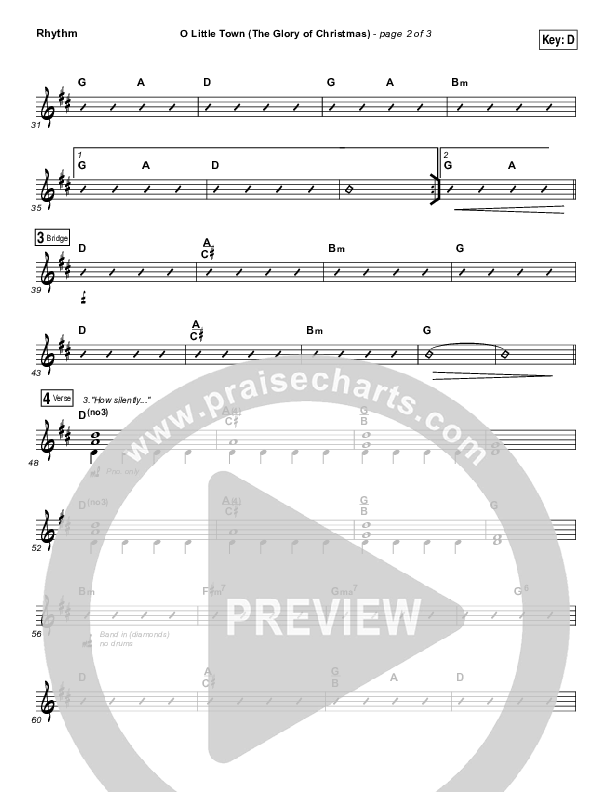 O Little Town (The Glory Of Christmas) Rhythm Chart (Matt Redman)
