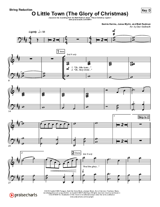 O Little Town (The Glory Of Christmas) Synth Strings (Matt Redman)