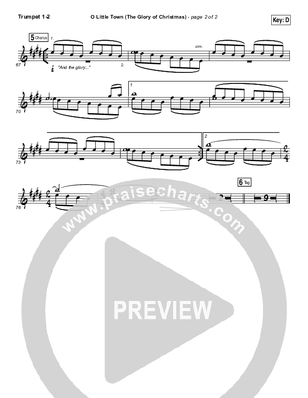 O Little Town (The Glory Of Christmas) Trumpet 1,2 (Matt Redman)