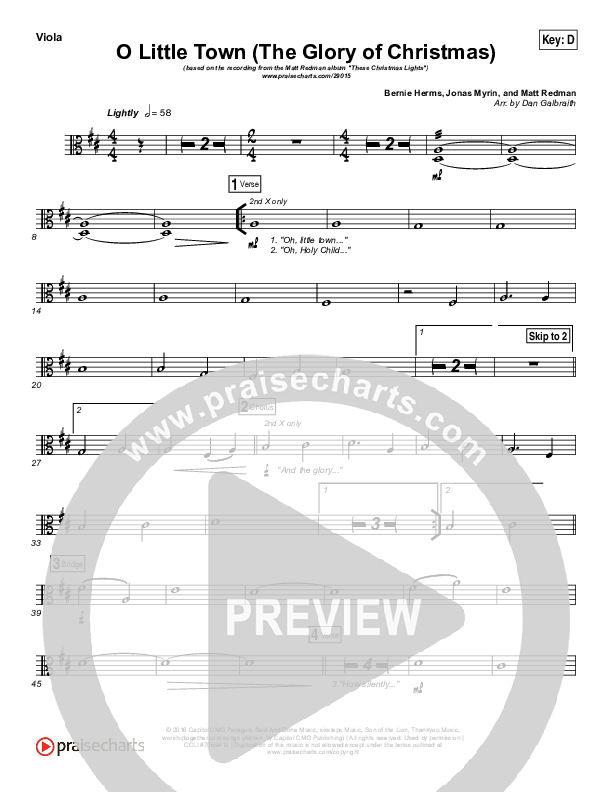 O Little Town (The Glory Of Christmas) Viola (Matt Redman)