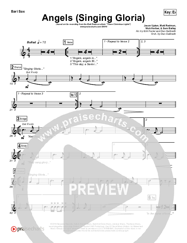 Angels (Singing Gloria) Bari Sax (Matt Redman / Chris Tomlin)