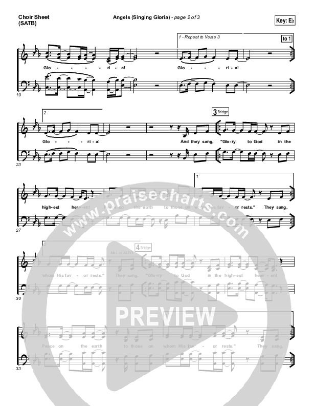 Angels (Singing Gloria) Choir Sheet (SATB) (Matt Redman / Chris Tomlin)
