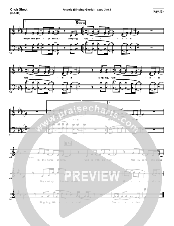 Angels (Singing Gloria) Choir Sheet (SATB) (Matt Redman / Chris Tomlin)