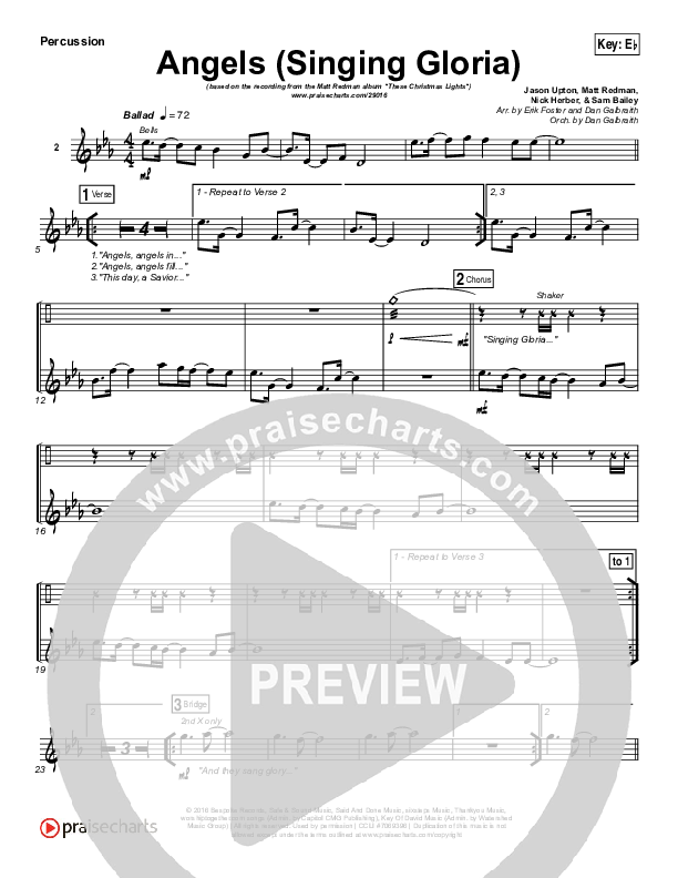 Angels (Singing Gloria) Percussion (Matt Redman / Chris Tomlin)