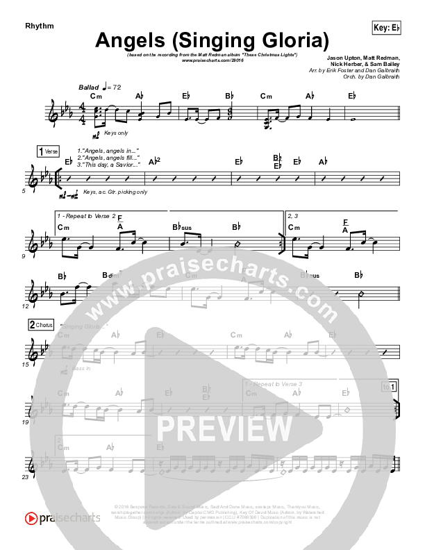 Angels (Singing Gloria) Rhythm Chart (Matt Redman / Chris Tomlin)