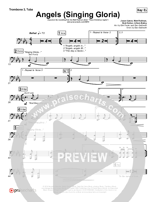 Angels (Singing Gloria) Trombone 3/Tuba (Matt Redman / Chris Tomlin)