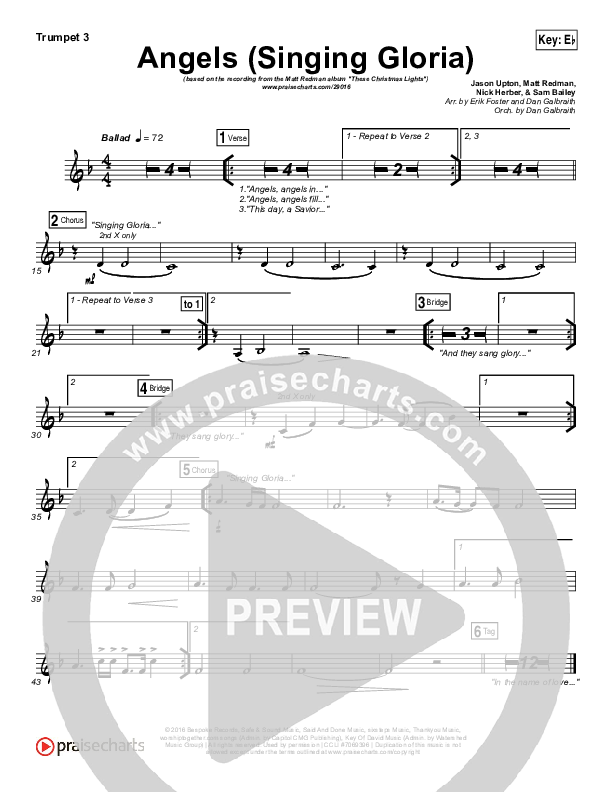 Angels (Singing Gloria) Trumpet 3 (Matt Redman / Chris Tomlin)