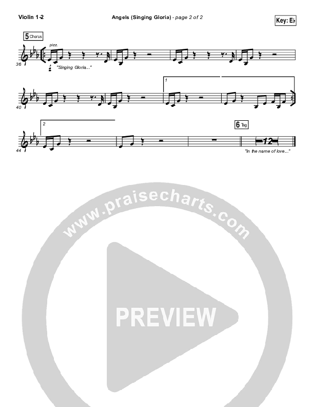 Angels (Singing Gloria) Violin 1/2 (Matt Redman / Chris Tomlin)