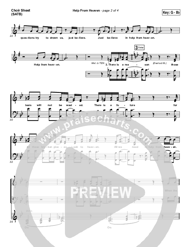Help From Heaven Choir Sheet (SATB) (Matt Redman / Natasha Bedingfield)