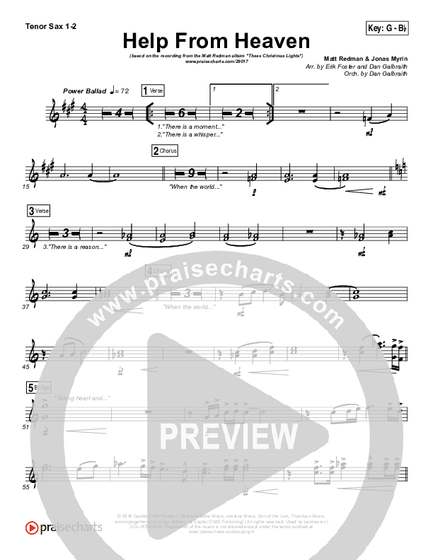 Help From Heaven Tenor Sax 1/2 (Matt Redman / Natasha Bedingfield)