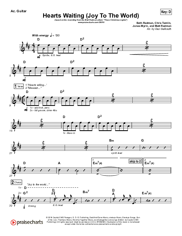 Hearts Waiting (Joy To The World) Acoustic Guitar (Matt Redman)