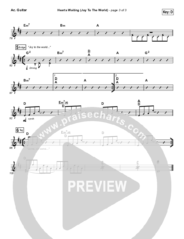 Hearts Waiting (Joy To The World) Acoustic Guitar (Matt Redman)