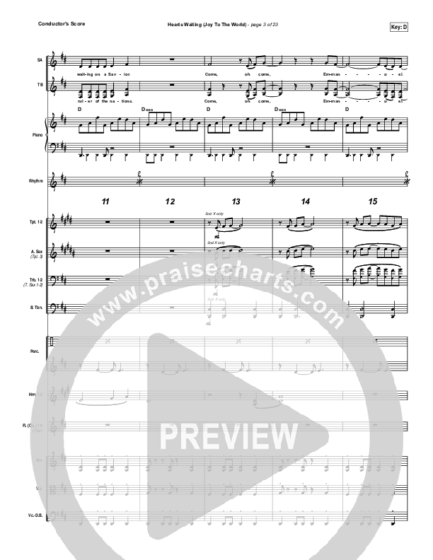 Hearts Waiting (Joy To The World) Conductor's Score (Matt Redman)