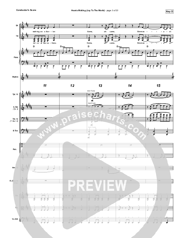 Hearts Waiting (Joy To The World) Conductor's Score (Matt Redman)