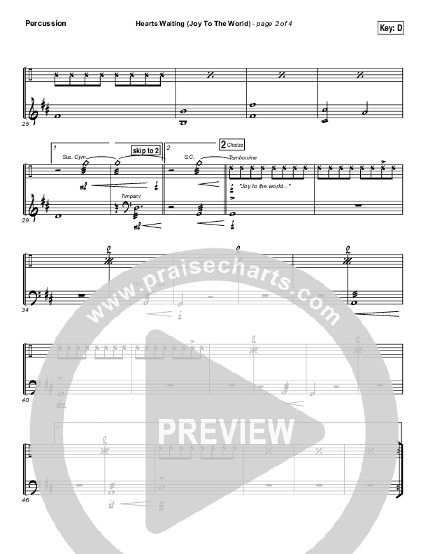 Hearts Waiting (Joy To The World) Percussion (Matt Redman)