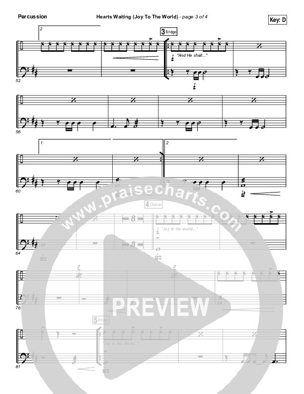 Hearts Waiting (Joy To The World) Percussion (Matt Redman)