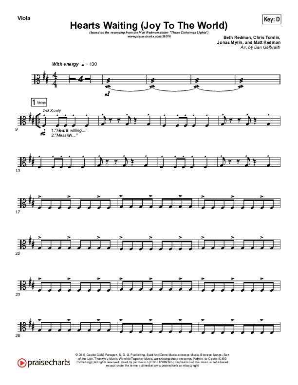 Hearts Waiting (Joy To The World) Viola (Matt Redman)
