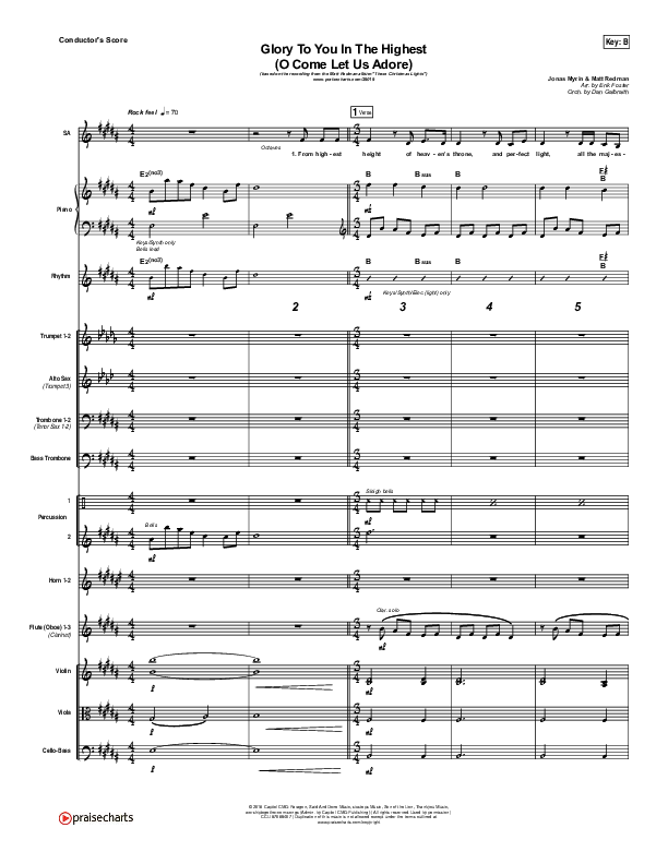 Glory To You In The Highest (O Come Let Us Adore) Conductor's Score (Matt Redman / Tasha Cobbs Leonard)