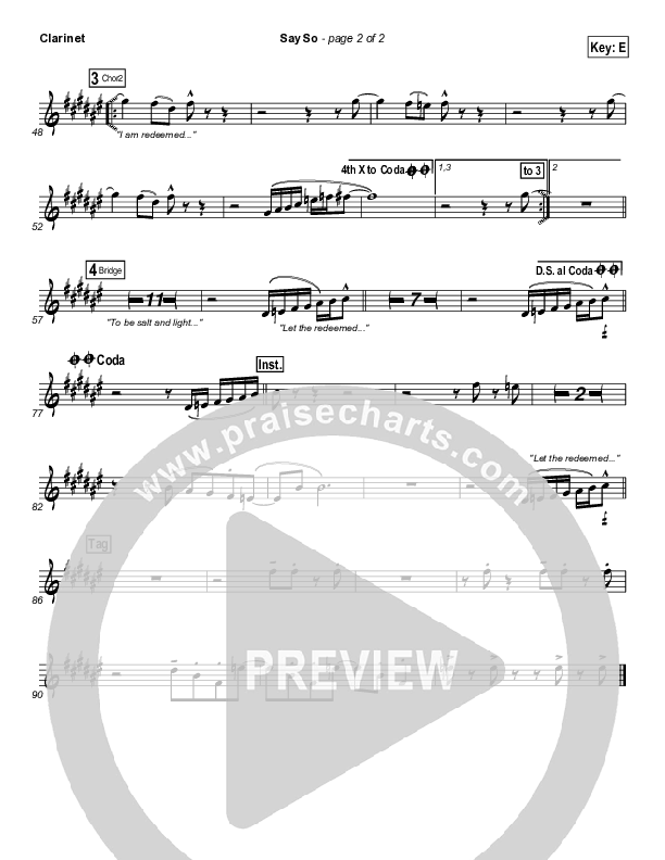 Say So Clarinet (Israel Houghton)