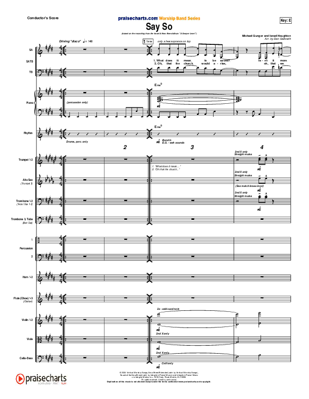 Say So Conductor's Score (Israel Houghton)