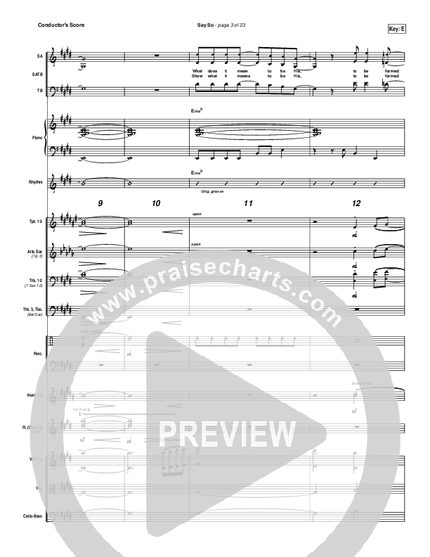 Say So Conductor's Score (Israel Houghton)