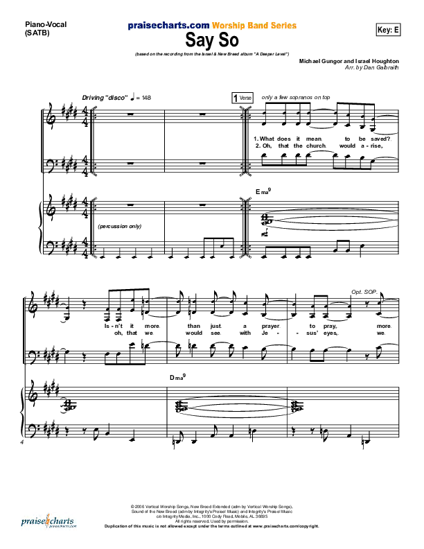Say So Piano/Vocal (Israel Houghton)