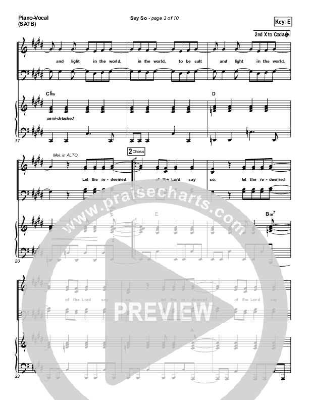 Say So Piano/Vocal (Israel Houghton)