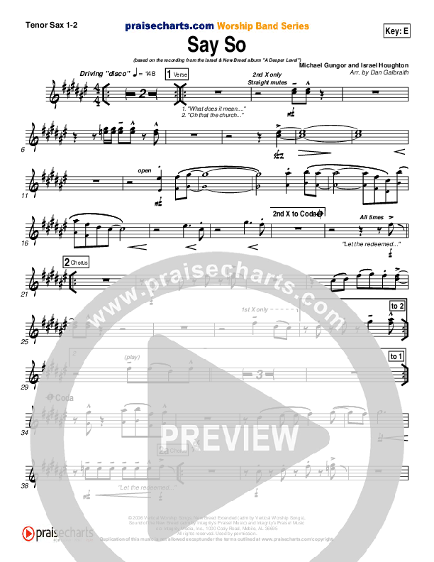 Say So Tenor Sax 1/2 (Israel Houghton)