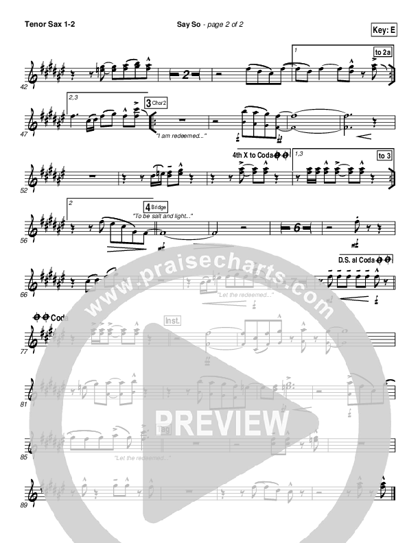 Say So Tenor Sax 1/2 (Israel Houghton)