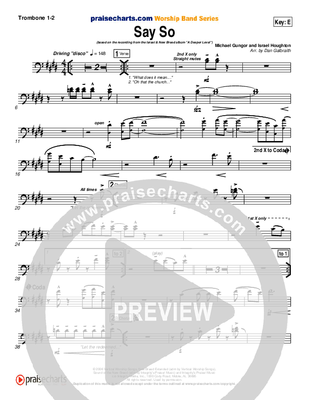 Say So Trombone 1/2 (Israel Houghton)