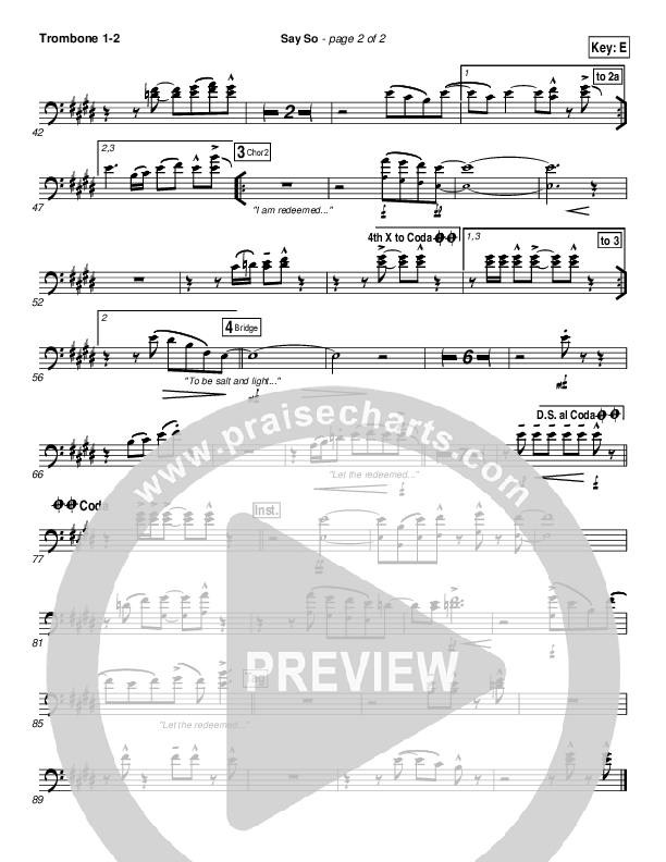 Say So Trombone 1/2 (Israel Houghton)