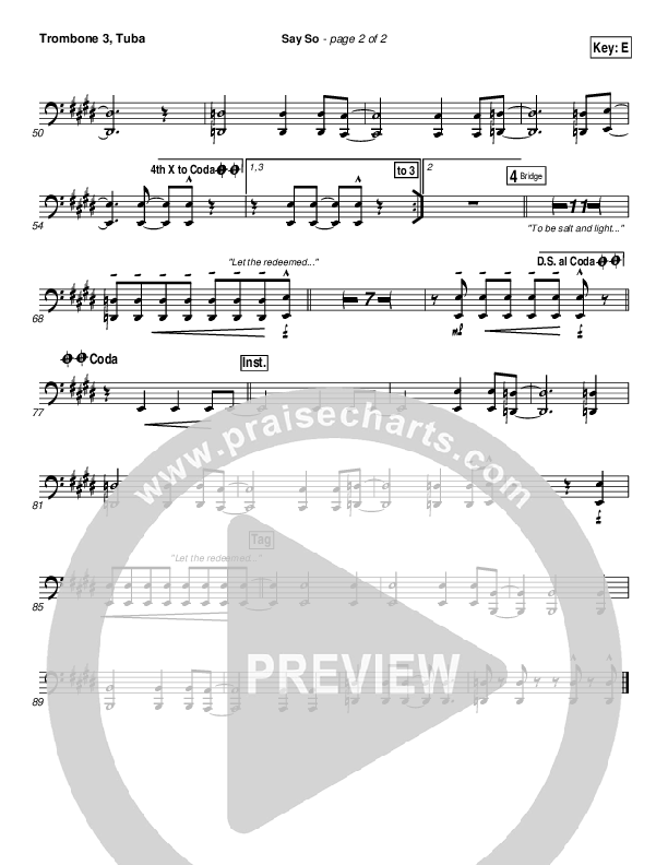 Say So Trombone 3/Tuba (Israel Houghton)