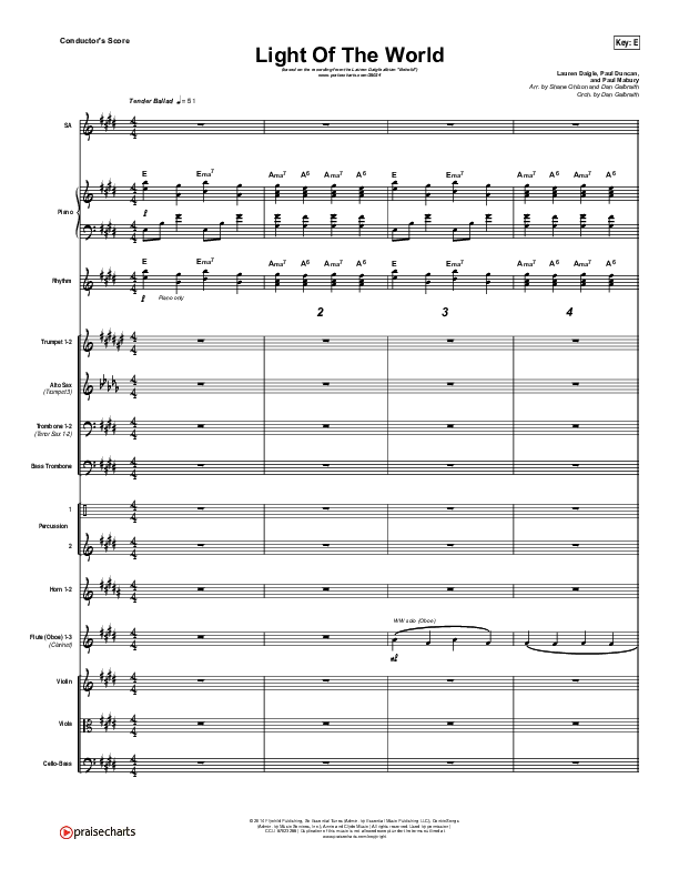 Light Of The World Conductor's Score (Lauren Daigle)
