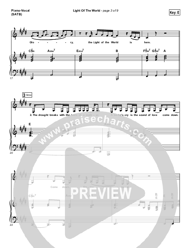 Light Of The World Piano/Vocal (SATB) (Lauren Daigle)