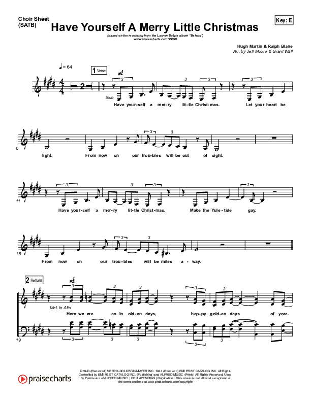 Have Yourself A Merry Little Christmas Choir Sheet (SATB) (Lauren Daigle)
