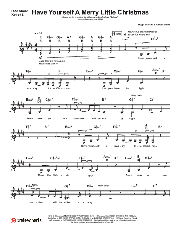 Have Yourself A Merry Little Christmas Lead Sheet (Melody) (Lauren Daigle)