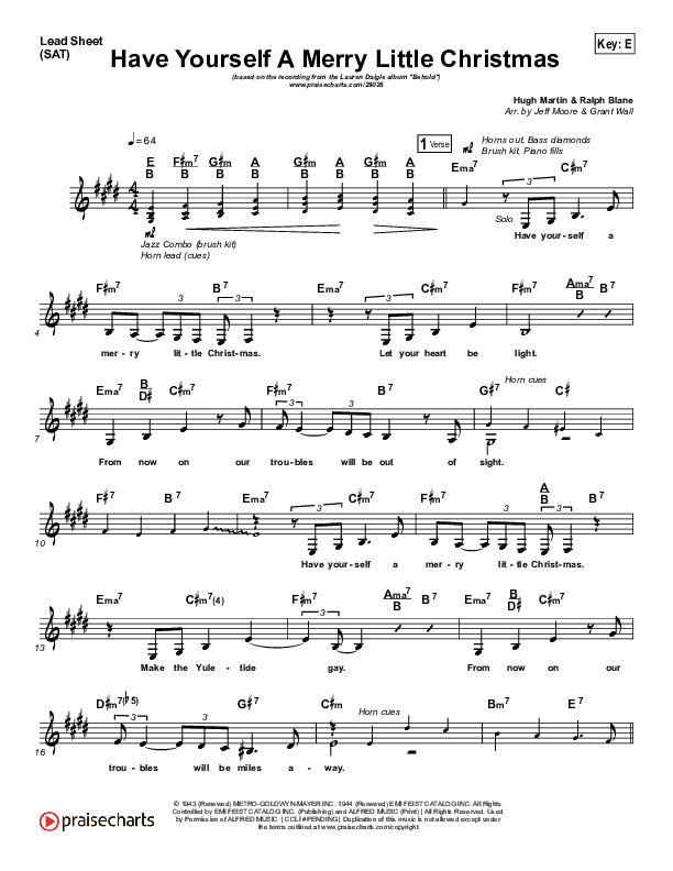 Have Yourself A Merry Little Christmas Lead Sheet (SAT) (Lauren Daigle)