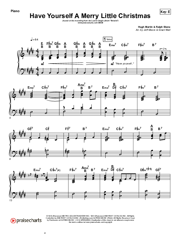 Have Yourself A Merry Little Christmas Piano Sheet (Lauren Daigle)