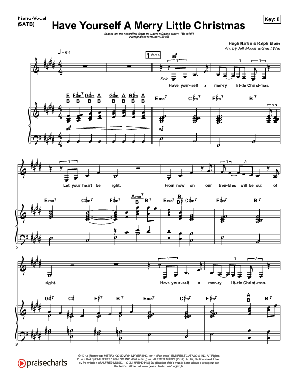 Have Yourself A Merry Little Christmas Piano/Vocal (SATB) (Lauren Daigle)