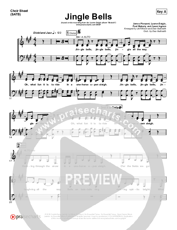 Jingle Bells Choir Vocals (SATB) (Lauren Daigle)