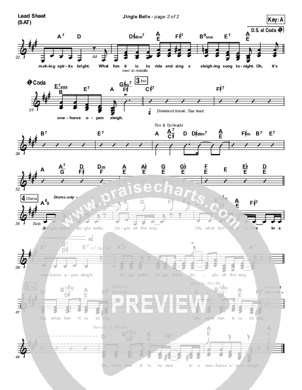 Jingle Bells Lead Sheet (SAT) (Lauren Daigle)
