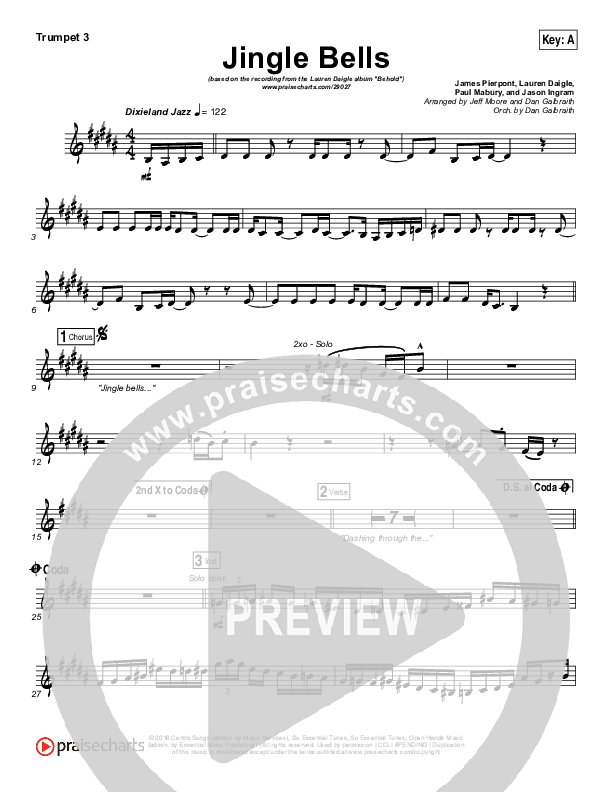 Jingle Bells Trumpet Sheet Music PDF (Lauren Daigle) - PraiseCharts