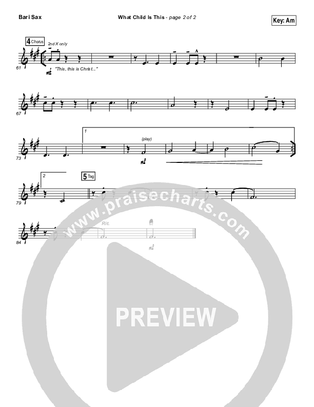 What Child Is This Bari Sax (Lauren Daigle)