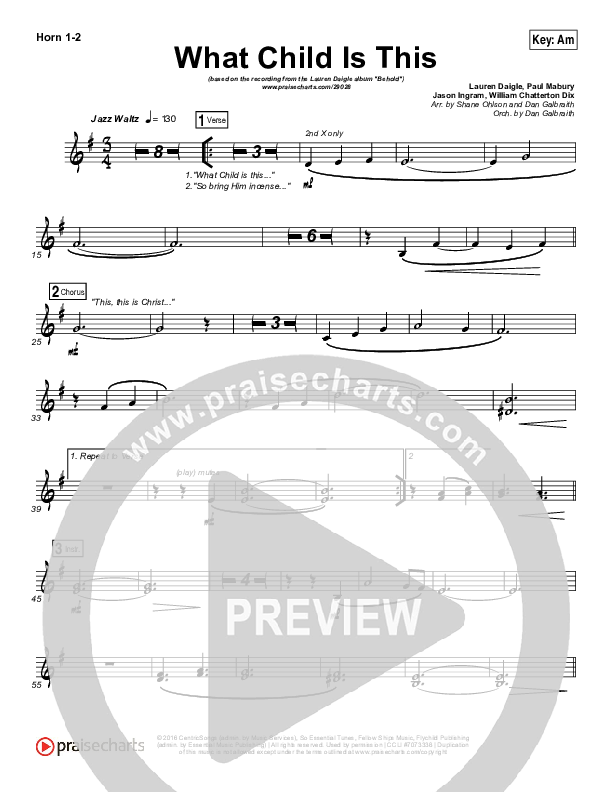 What Child Is This French Horn 1/2 (Lauren Daigle)