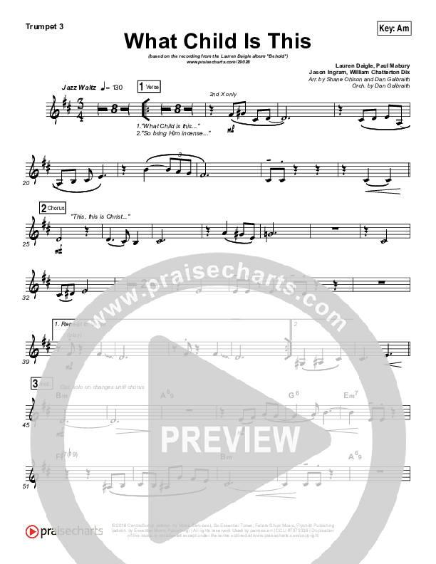 What Child Is This Trumpet 3 (Lauren Daigle)